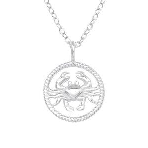 Sterling Silver Cancer Zodiac Sign Birth Necklace